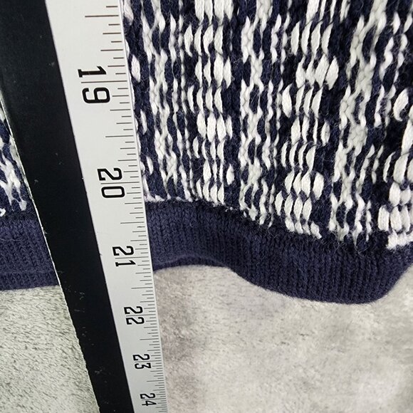 Womens Navy & White Chaps Textured Knit Sweater Jacket Full Zip Long Sleeve XL - Picture 6 of 7